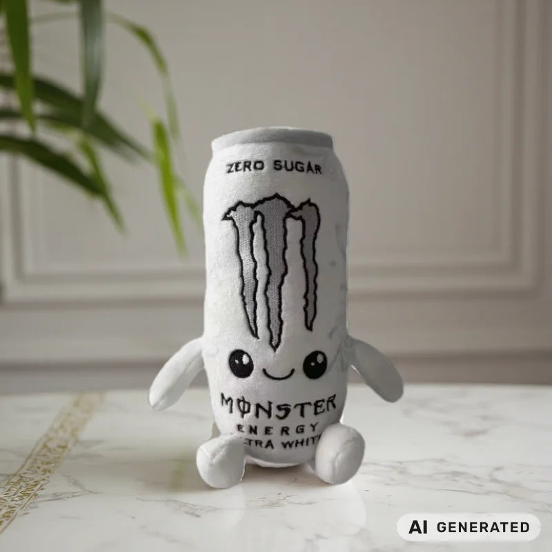 White Energy Drink Plush Toy